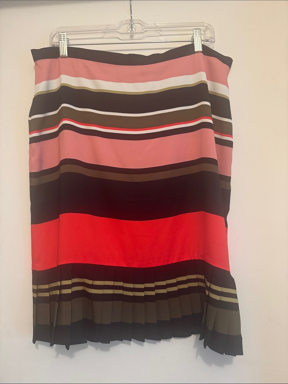 Ann Taylor Striped A-Line Skirt in Pink, Red, Black and Olive